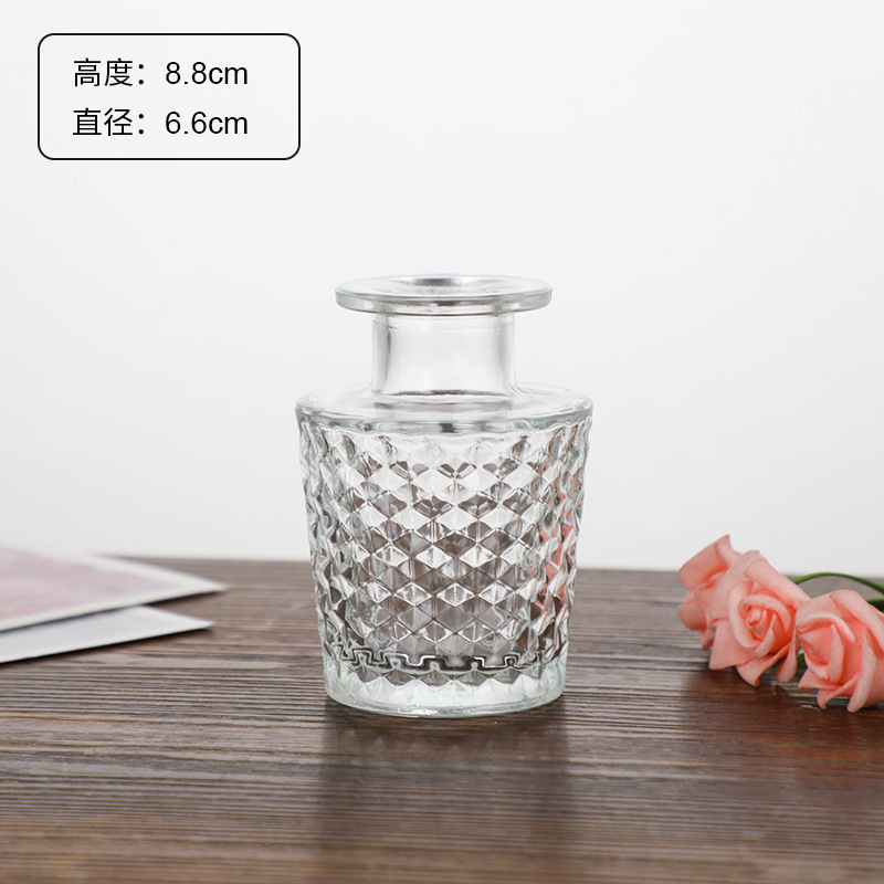 Jarrón clásico personalizado en relieve, vidrio transparente, adornos de escritorio para oficina, colgantes para dormitorio, mini decoración retro