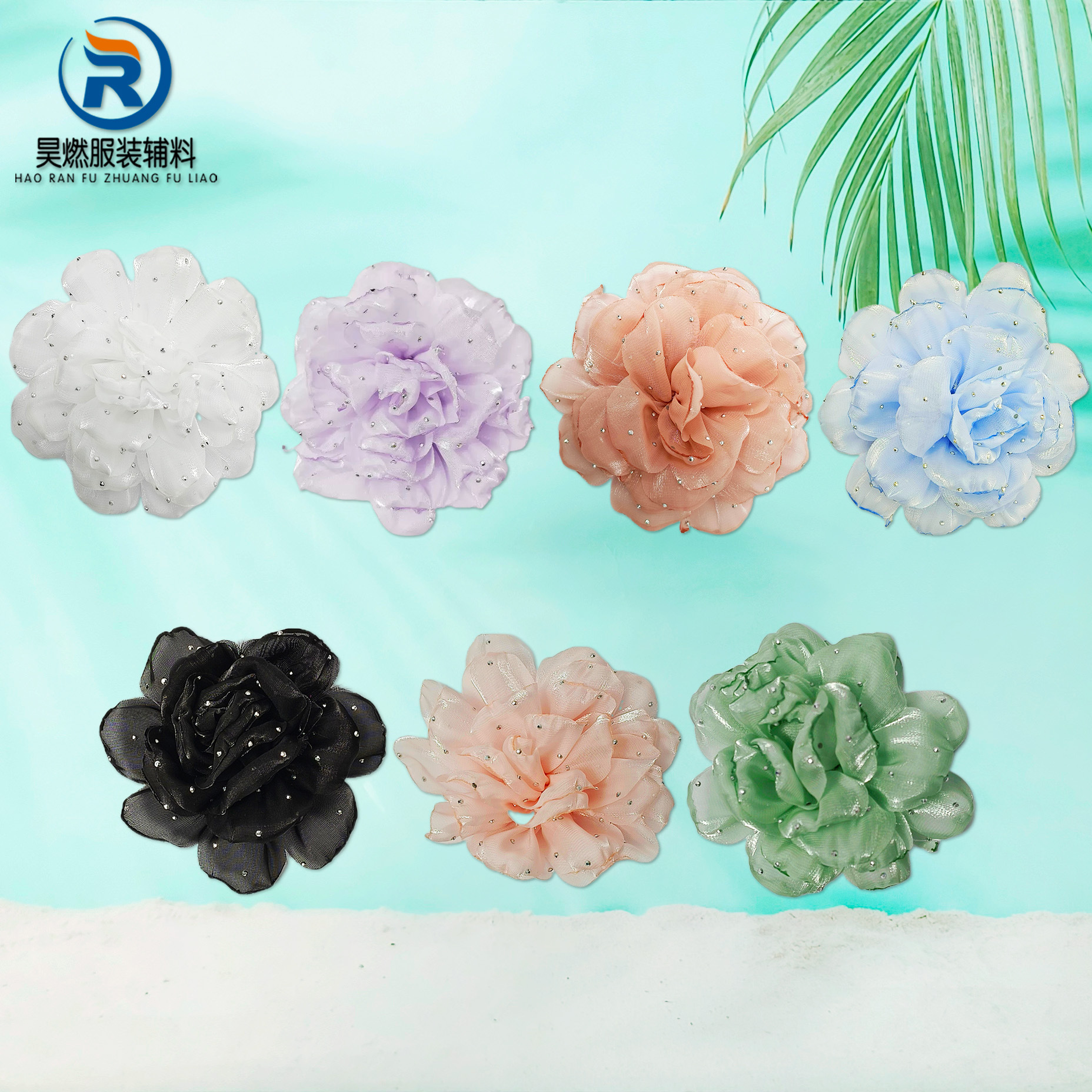 厂家直销立体手工网纱花朵丝带蕾丝花边辅料头饰服装帽子饰品布料