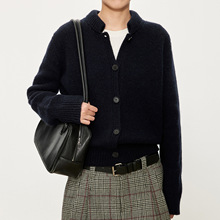 JOC专柜英国羊毛感粗棒针 ROW复古风翻折小立领果实扣夹克式开衫