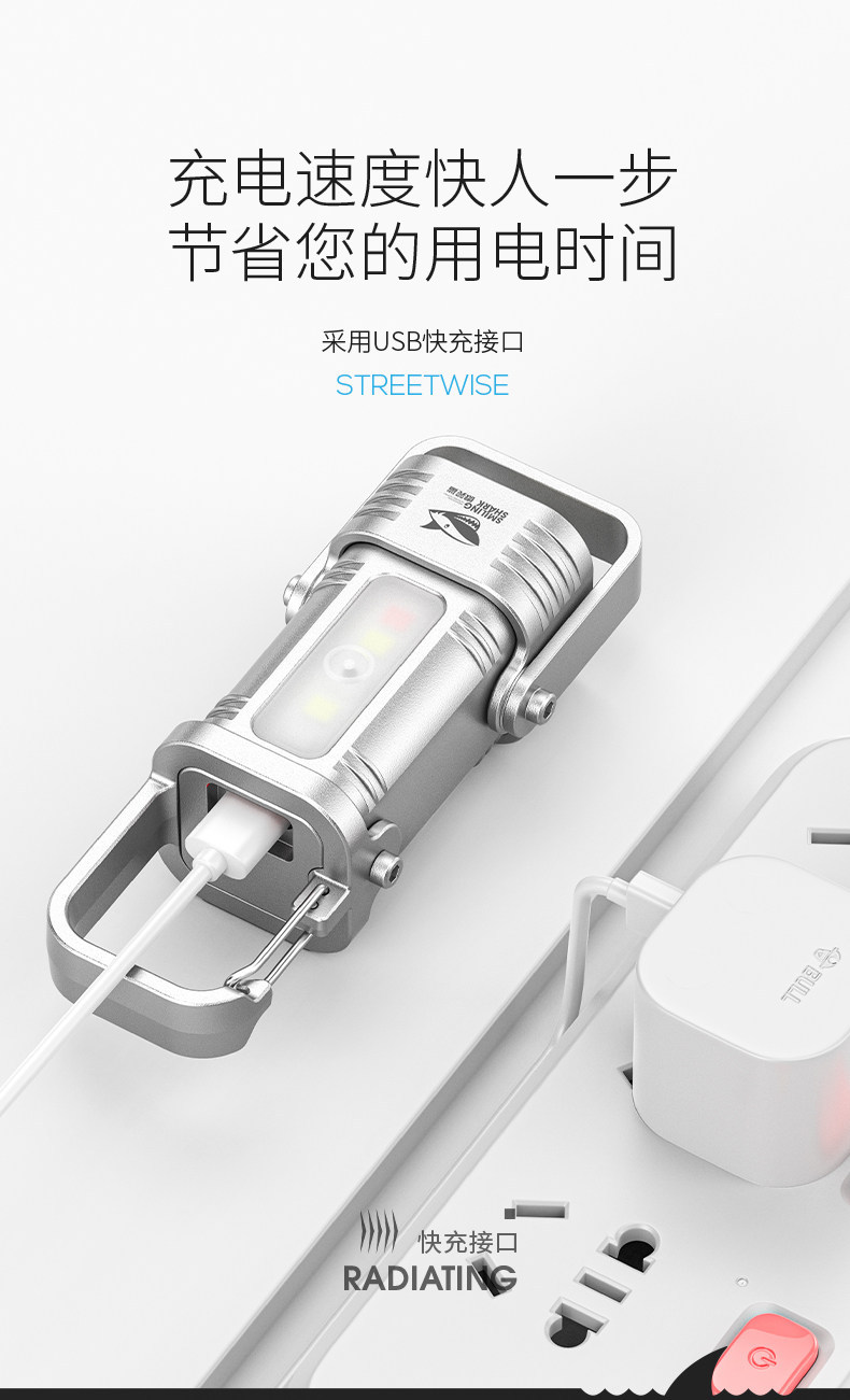 Mountaineering Night Climbing Light, Strong Light, Super Bright Flashlight, Rechargeable Outdoor Portable Night Running Warning Led Key Light