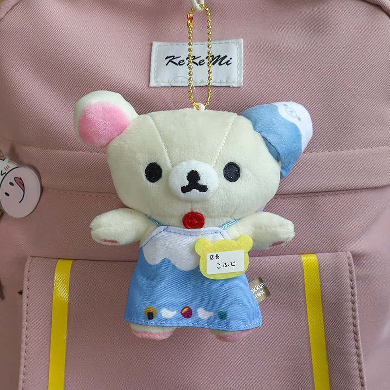 日系リラックマ20周年デパート店長ストラップ人形かわいい熊ミニぬいぐるみリュックサック飾り