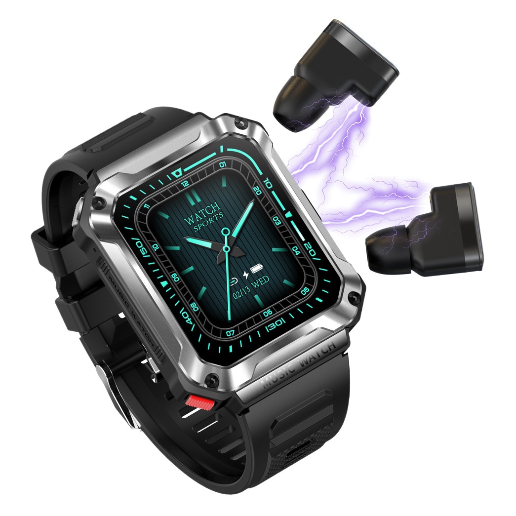 Transfronterizo T93 presión arterial frecuencia cardíaca monitoreo de oxígeno en sangre deportes reloj inteligente TWS auriculares bluetooth reloj inteligente dos en uno