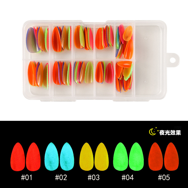 New Luminous 120 Pieces Halloween Water Drop Nails Pure Color Finished Nail Patch Wearable Manicure Removable Fake Nails New Luminous 120 Pieces Halloween Water Drop Nails Pure Color Finished Nail Patch Wearable Manicure Removable Fake Nails