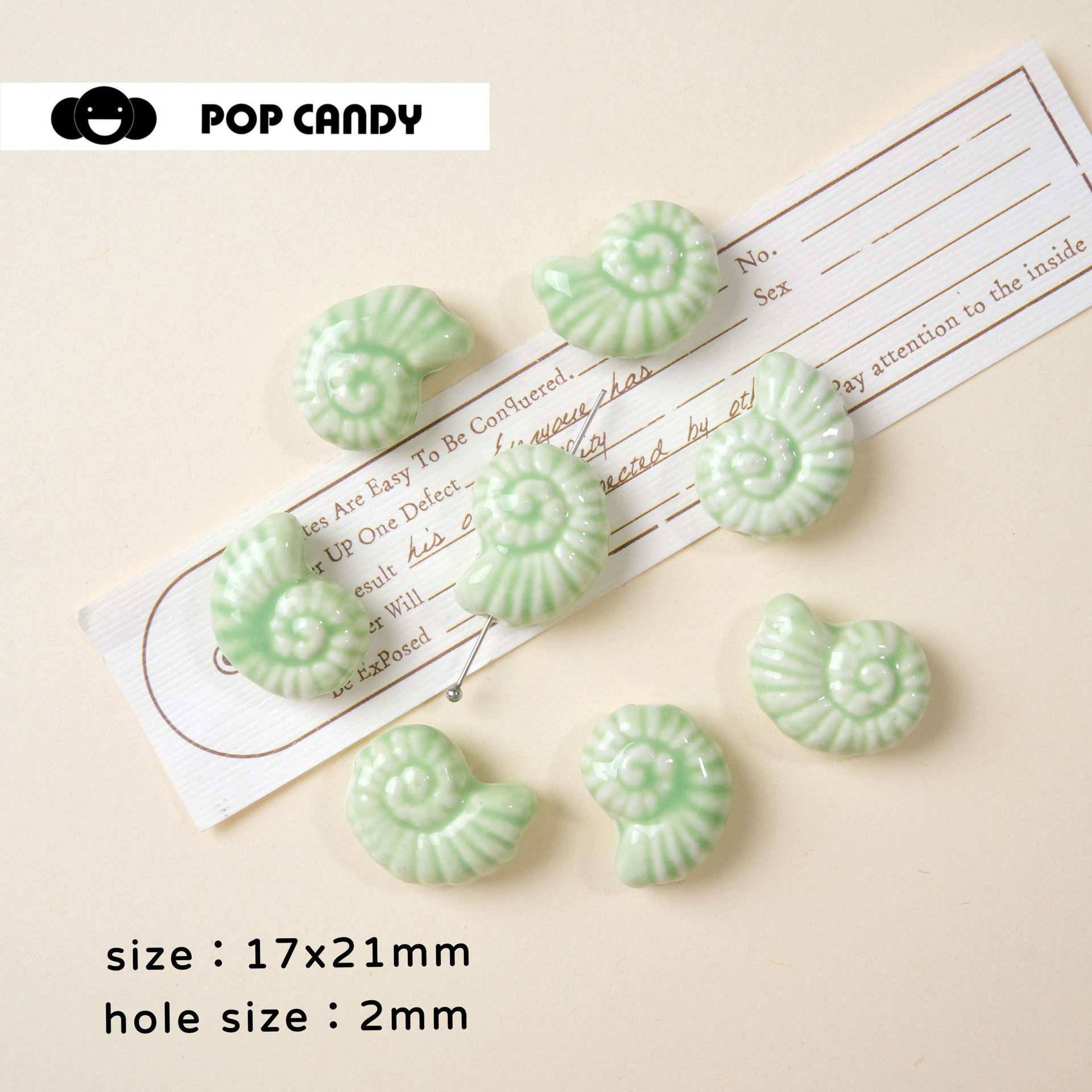 ceramics Material 1 Piece 17 * 21mm Hole 2~2.9mm Ceramics Conch Jewelry Accessories Beads