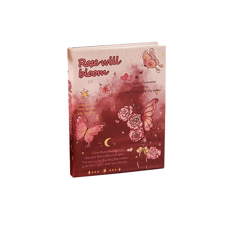 Cuaderno de bolsillo de alto valor Rose Butterfly Mini cuaderno portátil portátil para estudiantes y niñas