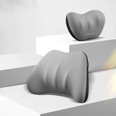 cushion neck pillow car headrest: Waist support - grey-headrest