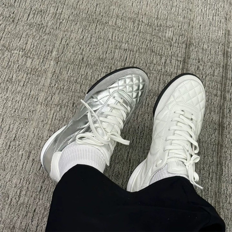 Xiaoxiang シルバー新 25S ドイツトレーニングシューズ女性のための菱形フォレストシューズ Xiaoxiang スタイルカジュアルスポーツフラット白靴女性のための|undefined