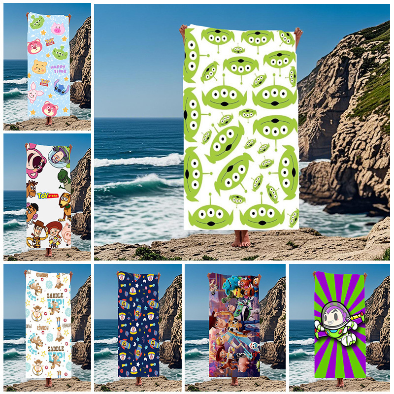 Cartoon Toy Story Children's Microfiber Absorbent Beach Towel Sports Swimming Quick-Drying Children's Bath Towel