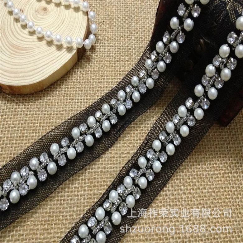 工厂加工毛线绣花花边 丝带缎带绣条码 手工刺绣 绳带盘 绒绣004