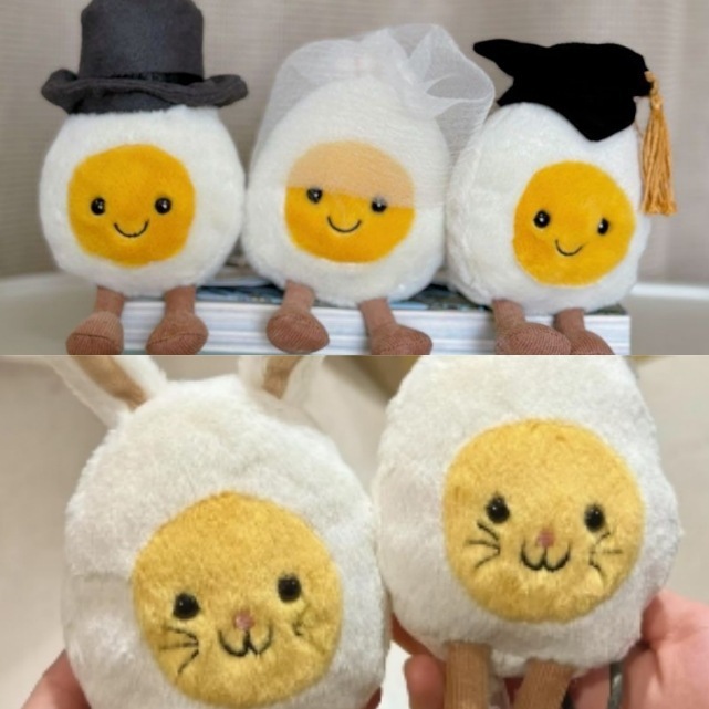 元英jellycatかわいい卒業水煮卵ウサギ卵ぬいぐるみ趣味目玉焼き人形子供結び|undefined