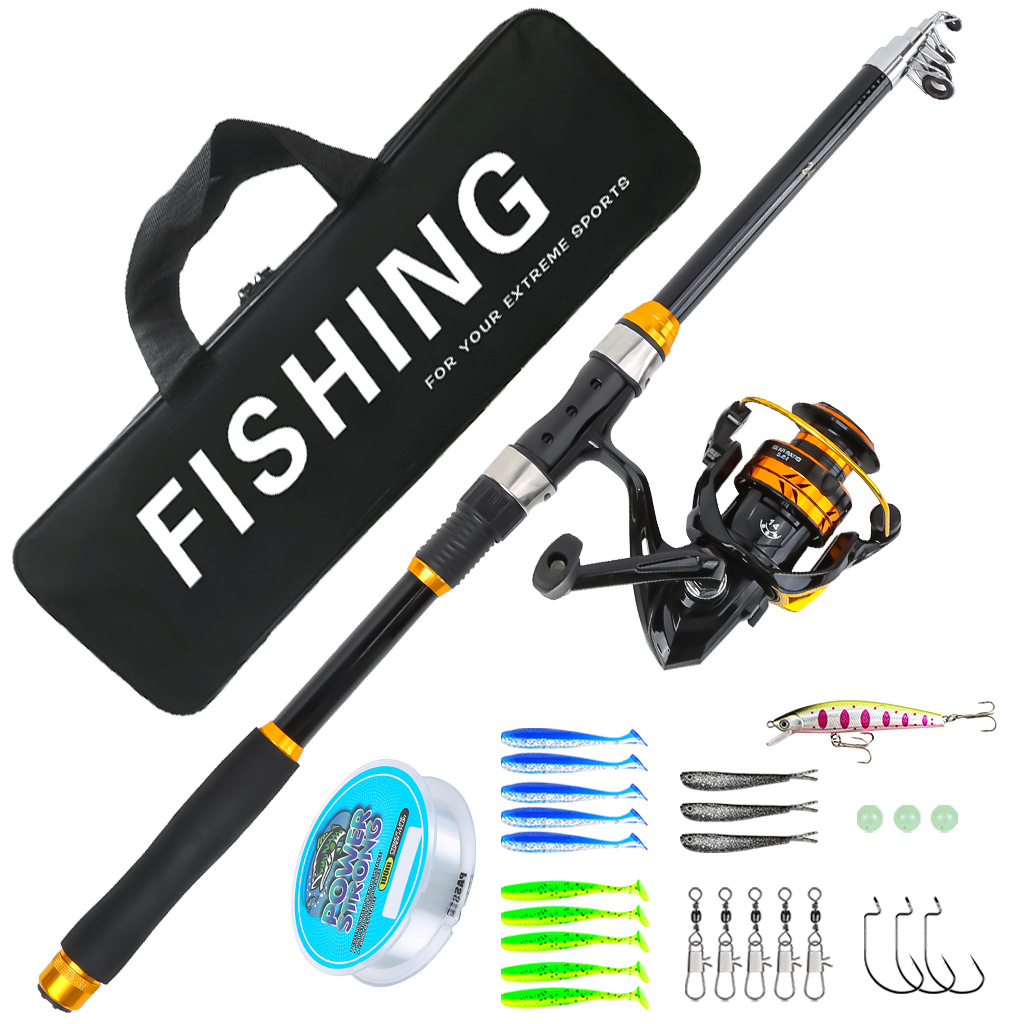 Cross-border 2.4M lure fishing rod set, long-range sea rod, spinning reel, artificial bait fishing gear bag, manufacturer wholesale for foreign trade