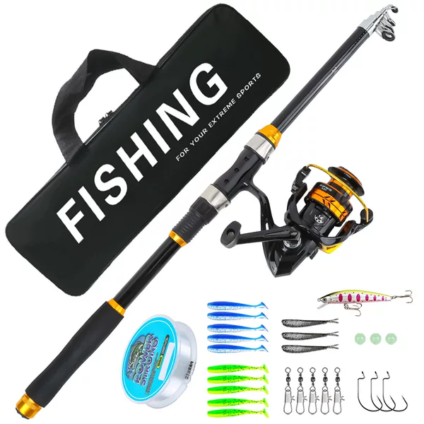 Cross-border 2.4M lure fishing rod set, long-range sea rod, spinning reel, artificial bait fishing gear bag, manufacturer wholesale for foreign trade