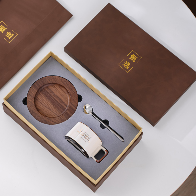 El horno se vuelve blanco + nuevo soporte de Copa de nogal + cuchara de acero con Nueva Bolsa de caja de regalo