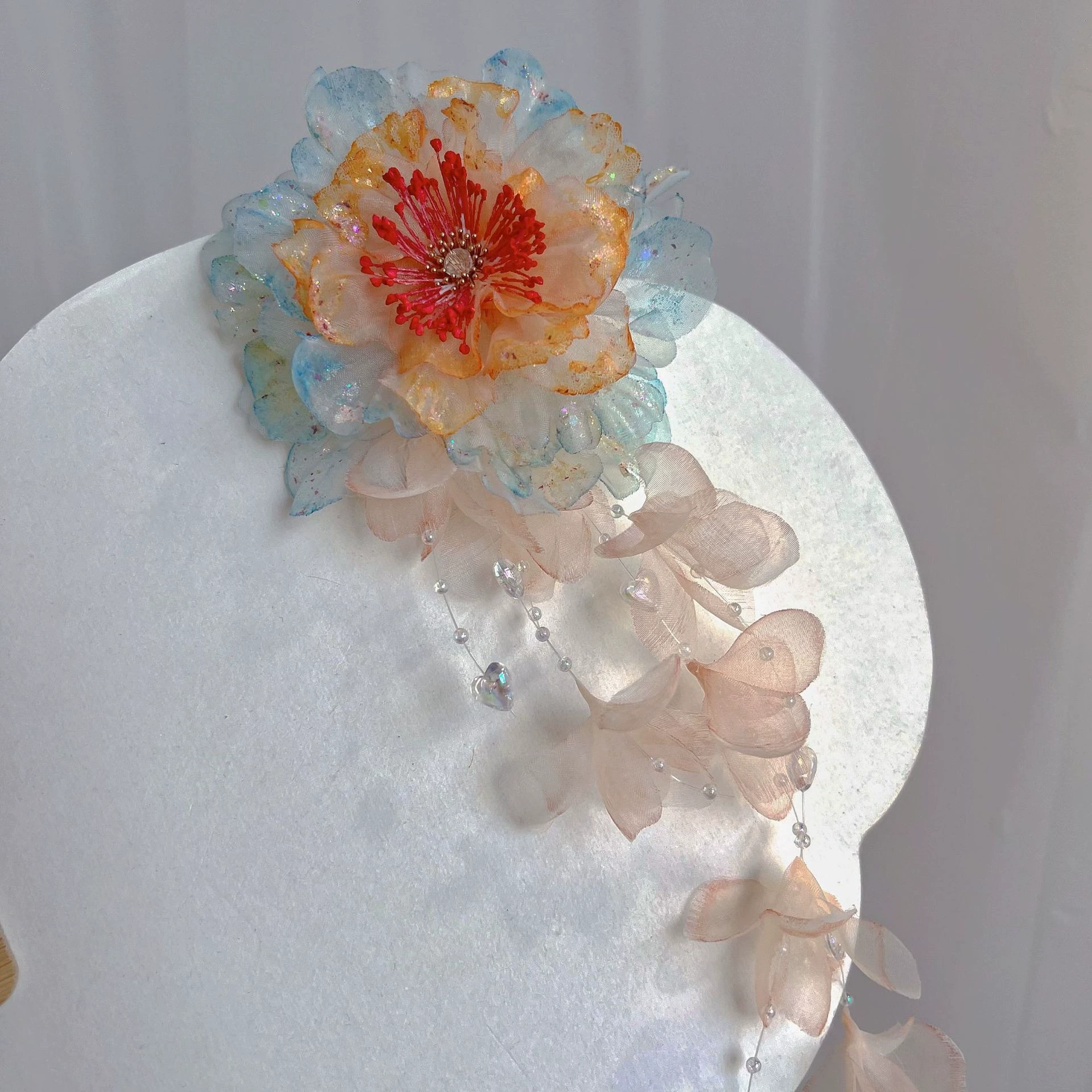 Аксессуары династии Хань в древнем стиле, головной убор с заколкой для завивки пионов, супер сказочные аксессуары для волос, заколка с кисточкой, аксессуары для волос в китайском стиле оптом