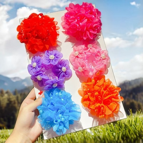 Baby girl festive hair flowers, pearl hair accessories, sweet bun head, hair flowers, baby hairstyle, pretty hair tie, cloud-shaped hair decoration