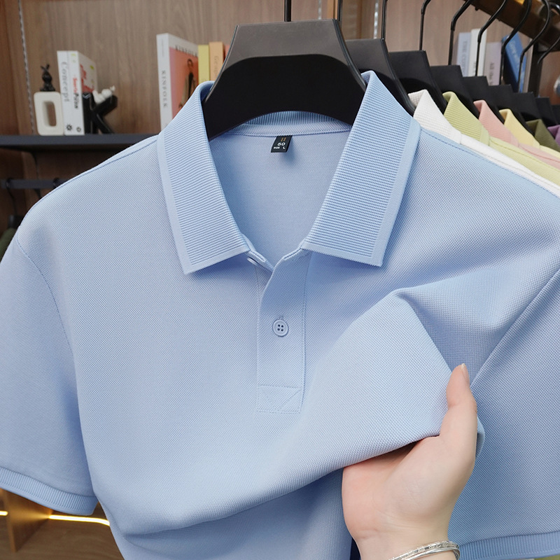 2026 Summer Lapel Polo Shirt Men's Classic Solid Color Casual Versatile Breathable Short-Sleeved New Top
