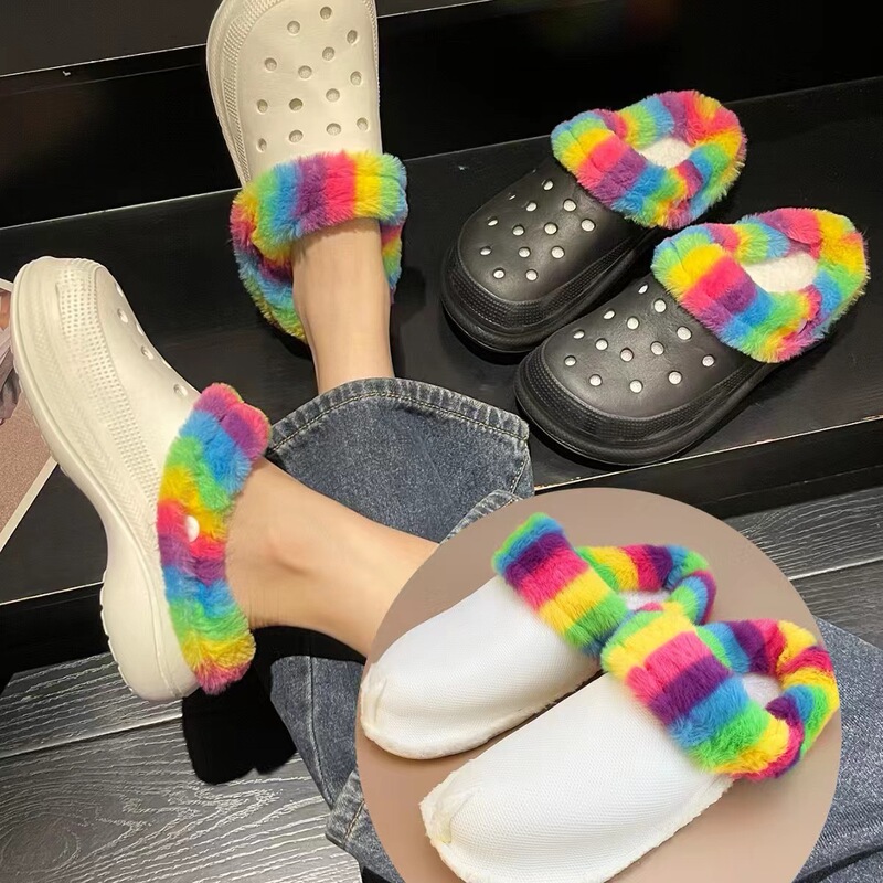 Cross-border independent station Amazon hole shoes color shoe cover replaceable warm shoe cover hole shoes warm cover