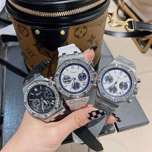 Timini Watch Large Dial Three-eye Six-hand Diamond-studded Strap European and American Style Fashionable High-end Internet-famous Women's Watch