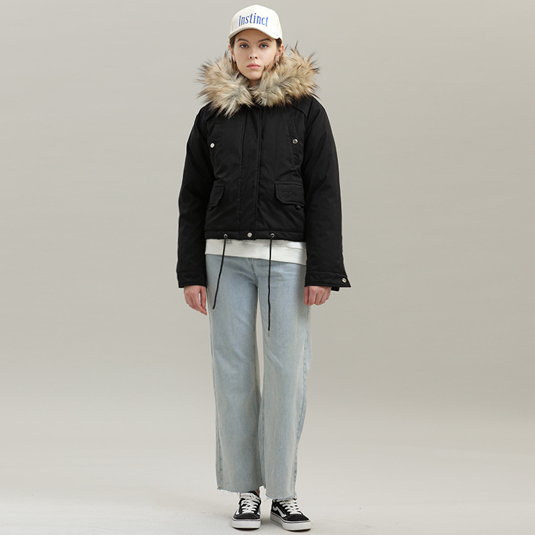 Chaqueta Acolchada con Cuello de Piel para Mujer