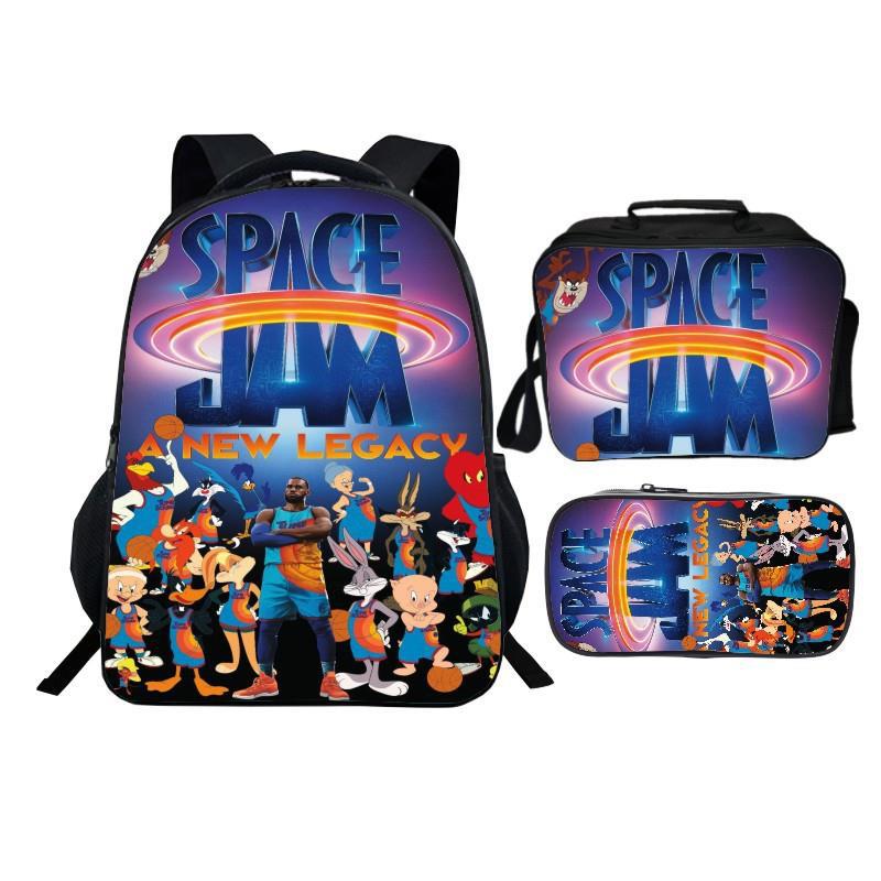 新品SPACE JAM套装书包 空中大灌篮背包 午餐包 笔袋三件套