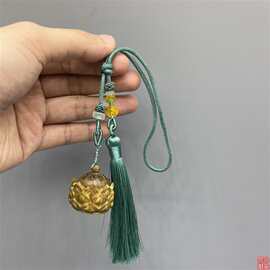 绿檀木茶空座镂花香囊球车挂吊坠家居莲室挂件古风Udiy配饰配件木