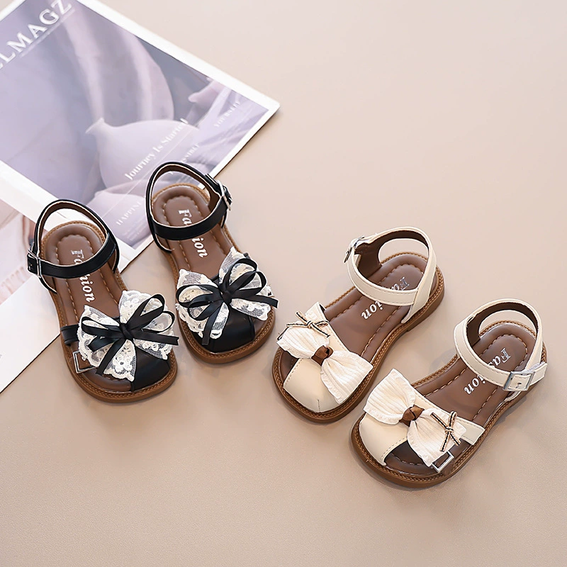 Детские летние босоножки в корейском стиле 2025, туфельки принцессы, балетки, римские сандалии, закрытые, ажурные, модные туфли для девочек.