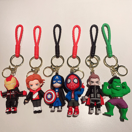 Spider-Man pendant accessory Captain America cartoon animated wholesale pendant figurine keychain doll decoration car