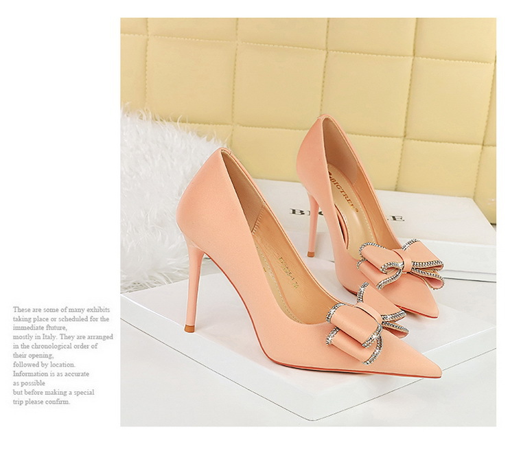 High Heels Stiletto High Heels Damenschuhe flacher Schnitt Pointe Strass Bogen Einzelschuh Damen_voghion.com