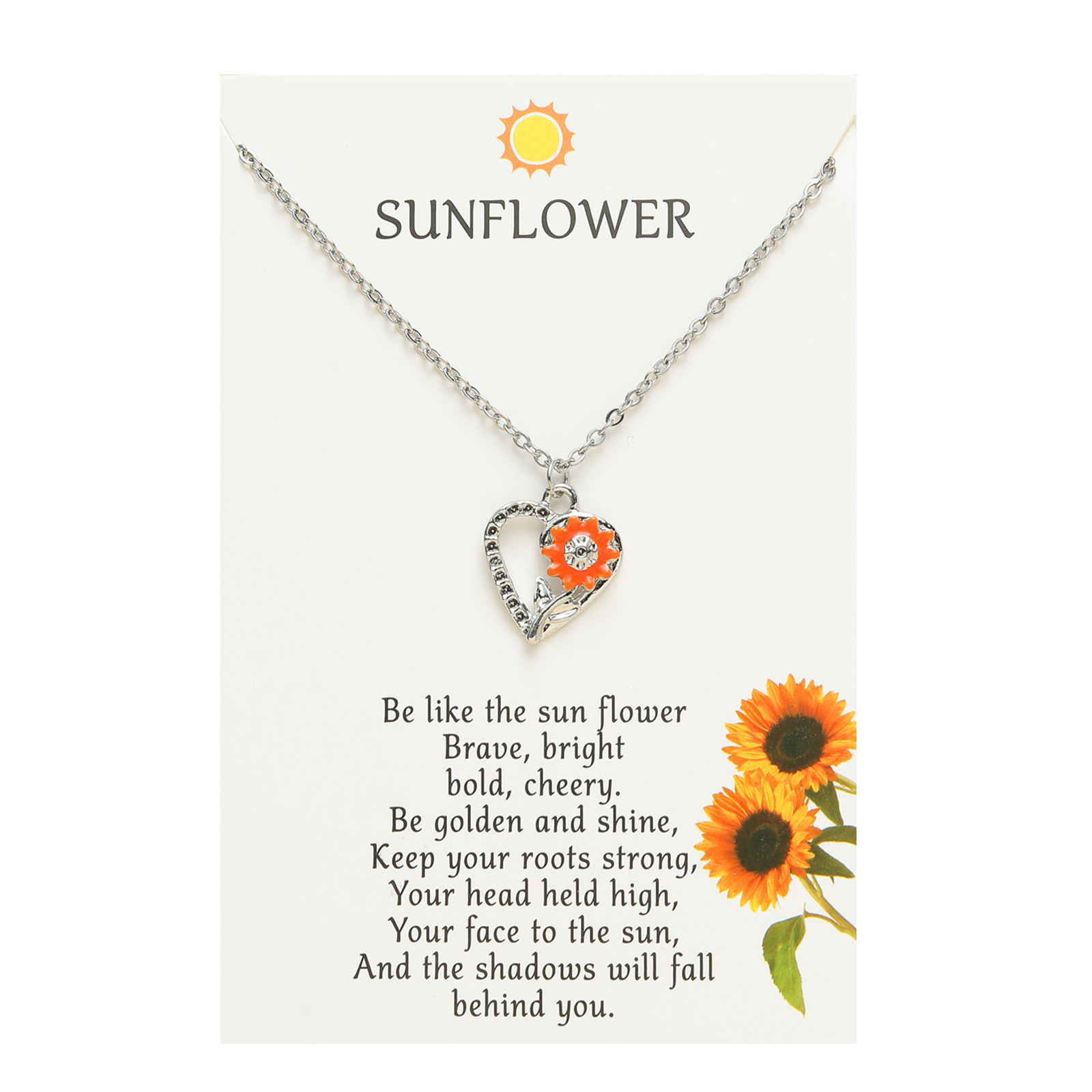 Mode Sonnenblume Herzform Rostfreier Stahl Polieren Emaille Aushöhlen Halskette Mit Anhänger 1 Stück display picture 5