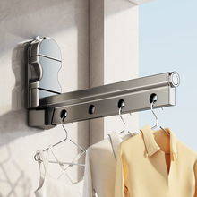 吸盘折叠晾衣架阳台家用隐形伸缩晒晾衣杆室内挂衣架飘窗晾衣神器