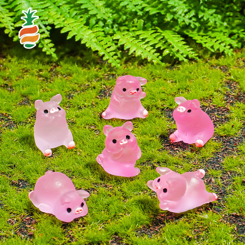 Accesorios de resina Adornos de micro paisaje Comercio electrónico Hecho a mano Diy Accesorios luminosos Papelería Regalos Luminoso Cerdito