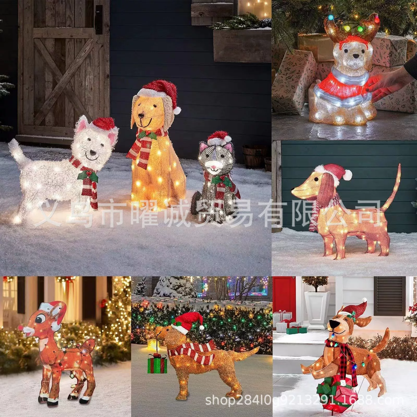 2023 Новое трансграничное животное Рождественская собака украшение плоский светодиодный свет акрил в наличии Рождественское украшение двора