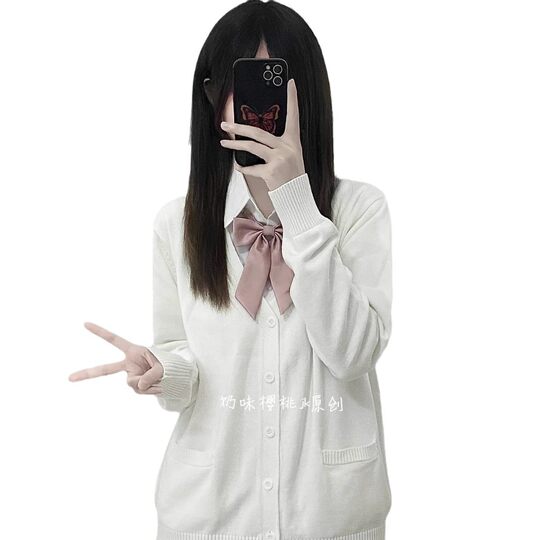Japanese JK Uniform Knitted Cardigan Academy Style Sweet School Sweater Versatile Long Sleeve Outer Waistcoat Autumn and Winter New Style