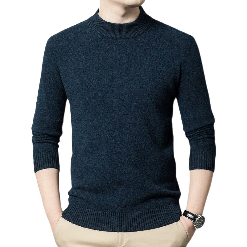 Мужской свитер из чистой шерсти Puyuan, 420 г, базовый слой, новая зимняя модель, теплый молодежный свитер, толстый вязаный шерстяной свитер с длинными рукавами.