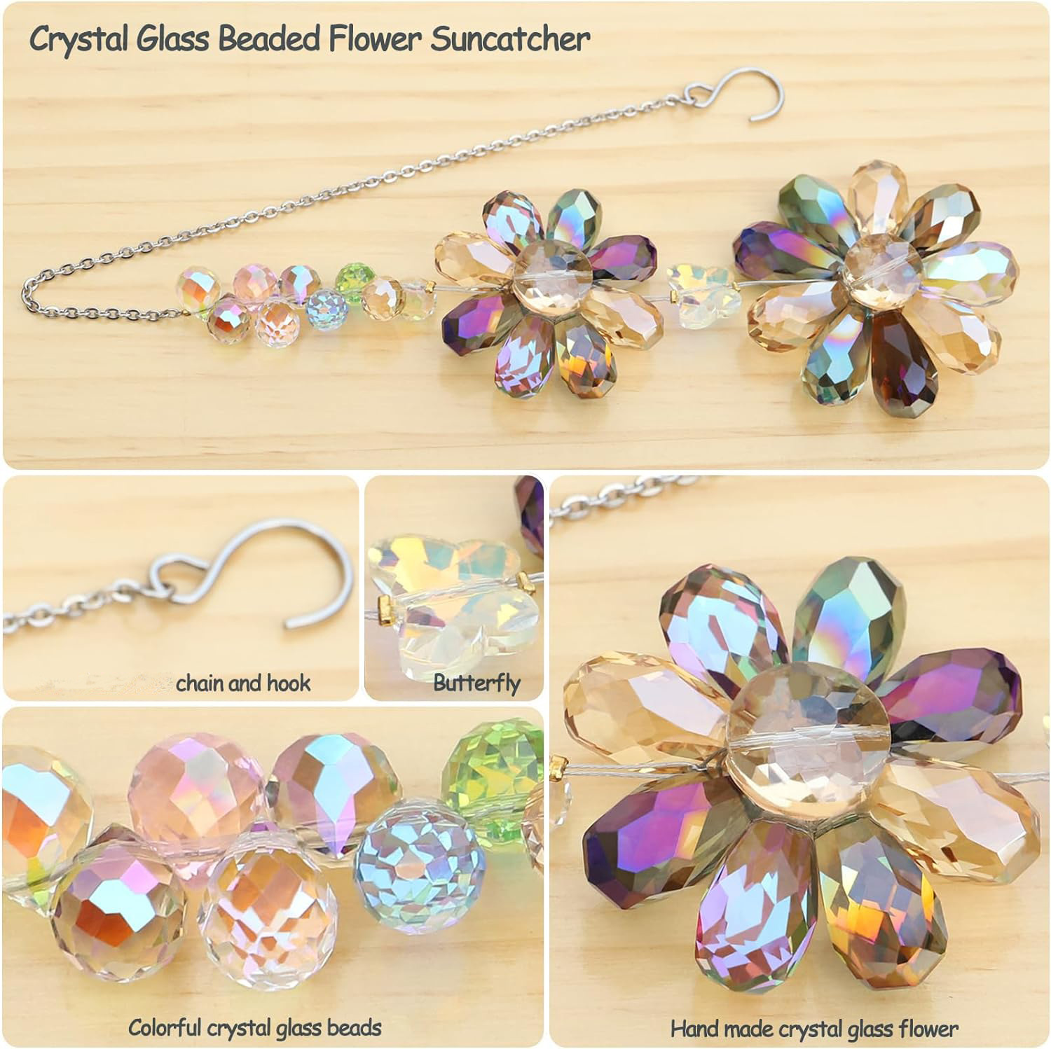 100g Weight Suncatcher, Wind Chime Home Textiles & Decor Type pendant Classification 1 Piece Quantity Home, Outdoor Occasion Artificial Crystal Material Flower Pattern Elegant, Shiny Style Elegant Shiny Flower Artificial Crystal Suncatcher Wind Chime Wall Art 9