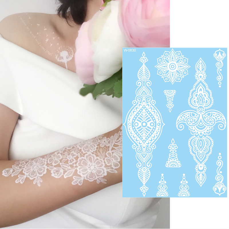 Beauty Sticker 2025 New European and American White Lace Tattoo Sticker Indian Hannah Temporary Tattoo Waterproof Tattoo Sticker