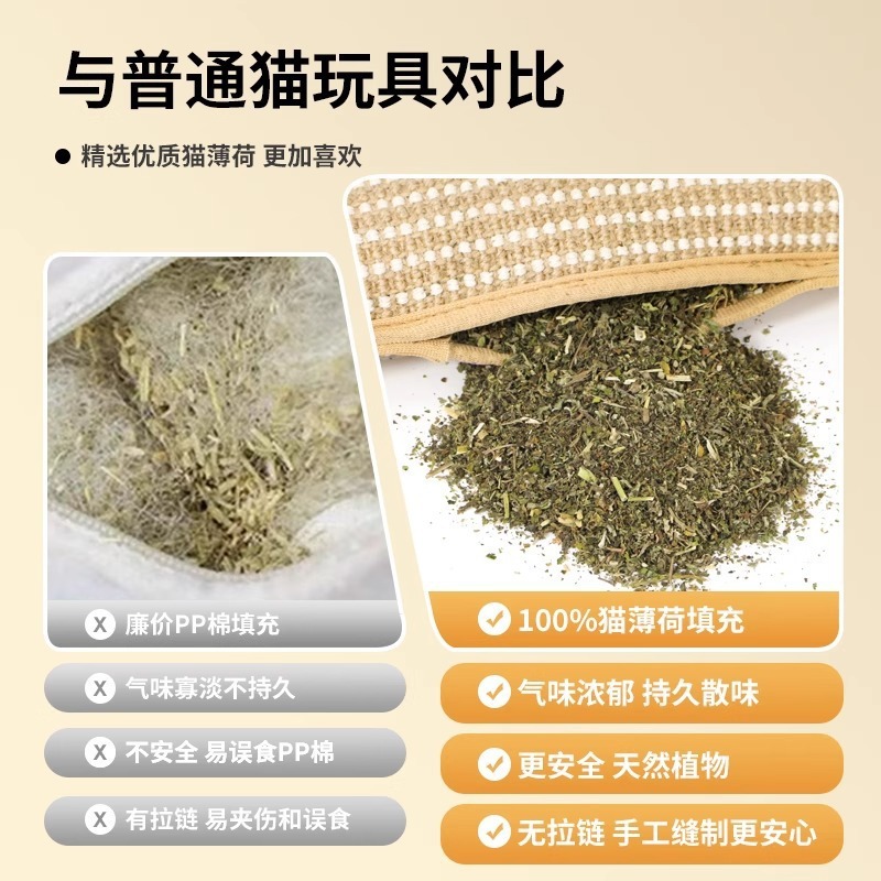 猫抓垫不掉屑猫薄荷耐抓耐咬解闷自嗨猫猫玩具 剑麻猫薄荷抱枕|undefined