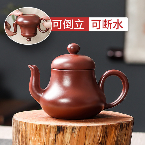 IYR7 Chaozhou Hand-Pulled Teapot Small Capacity Zine Clay Water-Splitting Teapot Household Handmade Ancient Style Purple Clay Teapot Gongfu Tea Set Brewer