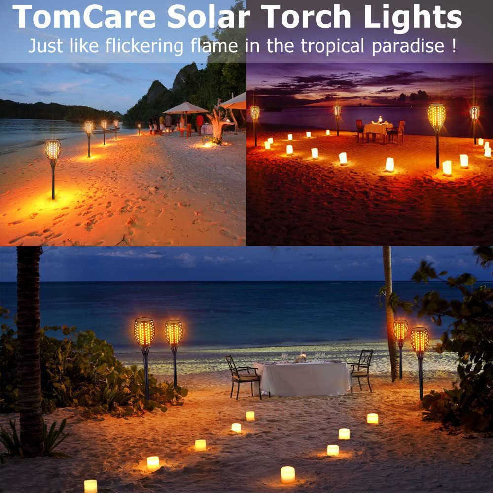Lámpara solar transfronteriza 12 LED lámpara de llama solar lámpara de calle solar al aire libre patio impermeable redonda lámpara de decoración lámpara de iluminación