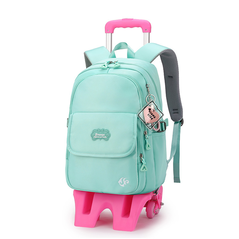 Peces naturales nuevo carro Escuela Primaria niñas color sólido estilo gran capacidad de reducción carga mochila desmontable