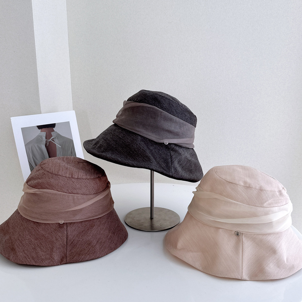 Elegant Luxury Mulberry Silk Ribbon Bucket Hat For Women, Summer Sun Protection Lyocell Cooling Sun Hat - Thumbnail 2