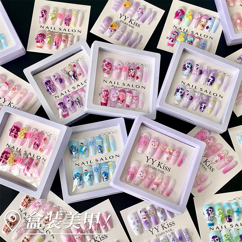 New Boxed Children's Nail Stickers Cartoon Cute Three-dimensional Nail Art Patch Girl's Heart Wear Nail Art Tools