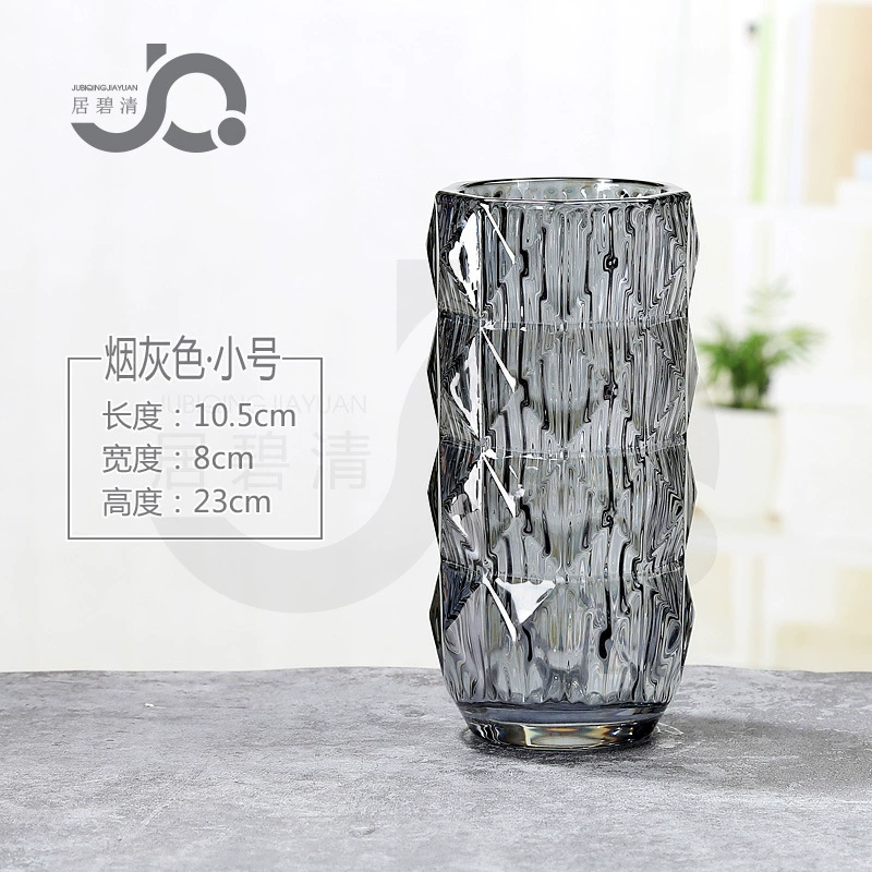 Glass Vase Rousseau Series, European-style Luxury, Black & Red Accent, 21×17.5×31.5 cm