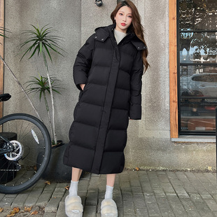 2024 Down Jacket Women's New Winter Mid-length Loose Thickened Over-the-knee Couple Simple All-match Jiujiang Warm Jacket