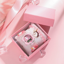 女童夏季粉色手表可爱卡通独角兽电子表串珠手链两件套装生日礼物