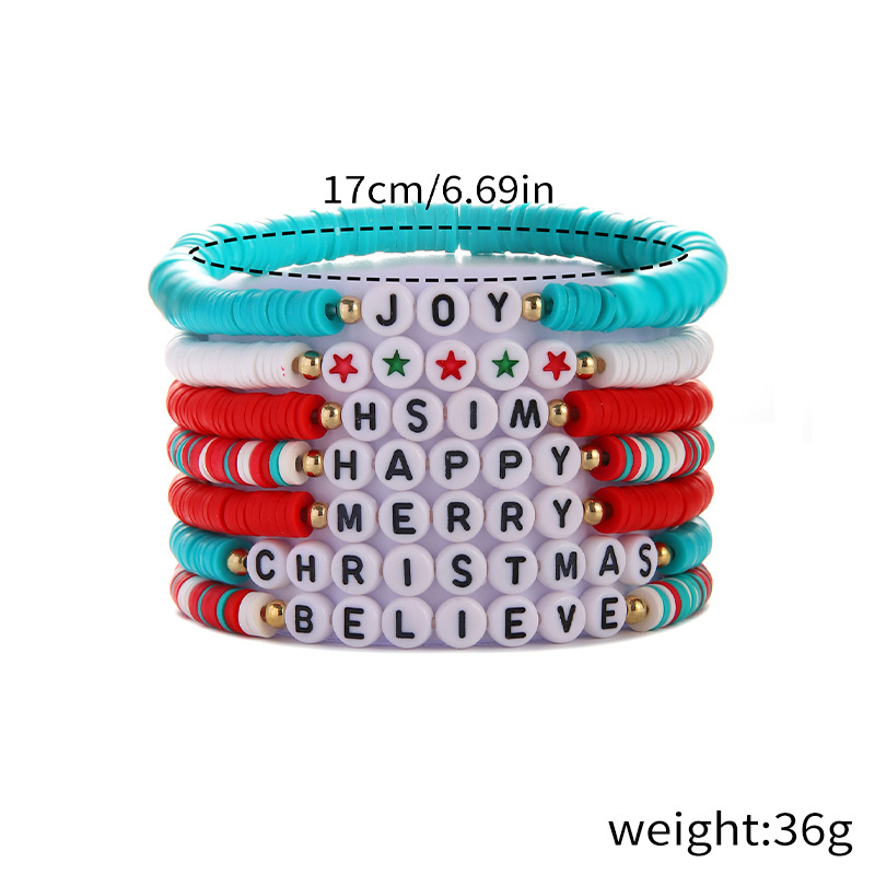 30g Weight Alloy Pendant Material Bracelets Classification soft clay Chain Material Beaded Chain Chain Type 1 Set Quantity Daily Occasion Alloy, soft clay Material Christmas Festival Christmas Tree, Santa Claus, Snowflake Pattern Women's Gender Simple Style Style Simple Style Christmas Tree Santa Claus Snowflake Alloy Soft Clay Beaded Chain Beaded Bracelets Wholesale 5
