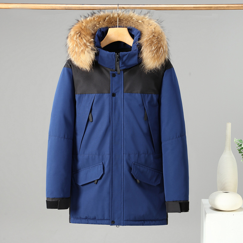 Men's outdoor detachable hooded waterproof workwear high-quality large wool collar cotton jacket, trendy outerwear_voghion.com