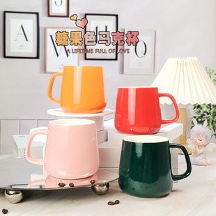 Shopkeeper recommends solid color simple ceramic water cup with high color value creative mug for men's and women's office home coffee cup
