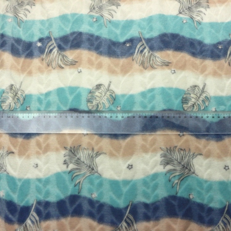 剪花印花全涤双面法莱绒针织经编印花剪花法兰绒布料毛毯浴袍面料