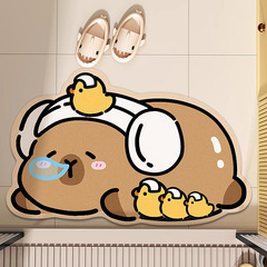 浴室マットカピバラ珪藻泥マットアニメ吸水速乾滑り止めマットトイレ入り口マット